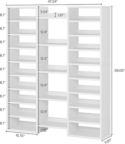 Little Tree 14-Tier Shoe Rack, Freestanding Tall Shoe Shelf, White Wooden Shoe Storage Cabinet with 22 Open Cubbies, 46 Pairs Wide Entryway Shoe Organizer Shoe Cabinet for Living Room, Bedroom