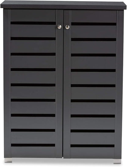 Contemporary Shoe Storage Cabinet Grey Modern Wood Includes Hardware