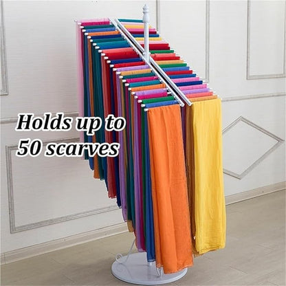 Freestanding Scarf Hanger, Metal Fabric Display Rack, Multifunctional Swatch Display Stand for Shawl and Silk Scarf, Space-Saving Hijab Stand for Home, Clothing Store(Black)