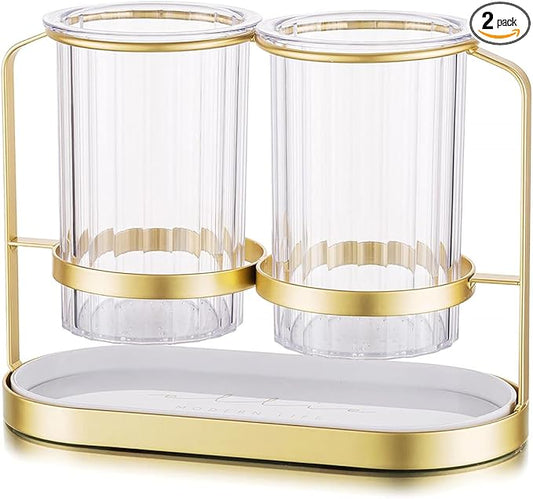 Utensils Silverware Holder with Metal Bracket, Cutlery Caddy, Flatware Spoon Fork Knife Tabletop Organizer for Party Kitchen Dining Room - Gold