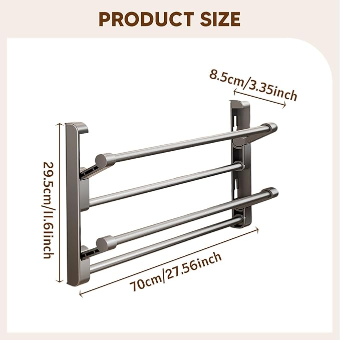 Yajuyi Shoe Storage Rack Foldable Organizer Folding Hanging Shelf Space Saving Aluminum Punch Free Suitable for Entryway Kitchen Bedroom, 70cm