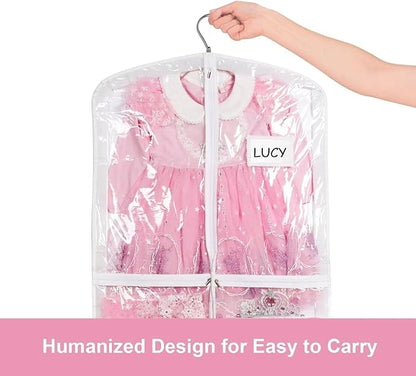 Stepstall PVC Clear Garment Bag, 40" Dance Costume Garment Bag for Dance Competitions with 5 Clear Zipper Pockets, Breathable Garment Bags for Hanging Clothes to Kids, Storage,Set of 3