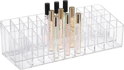 ELLDOO Rollerball Perfume Organizer, 44 Spaces Clear Acrylic Perfume Storage Holder Beauty Scent Holder, Essential Oil Storage Holder Organizer, Makeup Lipgloss Lipstick Display Case