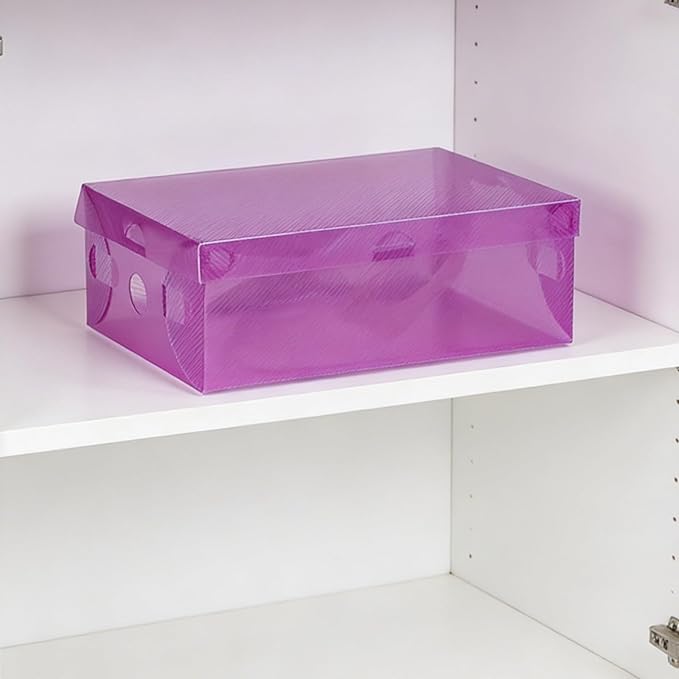 LABRIMP 7 Pcs Foldable Shoe Storage Boxes Set Thickened Pp Plastic Shoe Organizer Containers with Lids for Men Women 27.5×18×9.5cm Multi-color