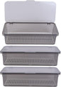 Cabilock 3Pcs Drawer Organizer Kitchen Utensils Holder Silverware Tray Flatware Organizers with Lid and Drainer for Countertop Home Travel Camp Dinnerware Holder 11x5x2.7Inch Spatula Cutlery Tray