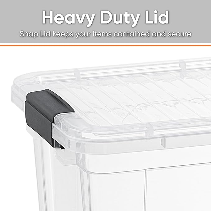 Superio Clear Storage Box with Lid, 26 Quart Plastic Container Bins for Organizing, Stackable Crates, BPA Free, Non Toxic, Odor Free, Organizers for Home, Office, School, and Dorm, 10 Pack