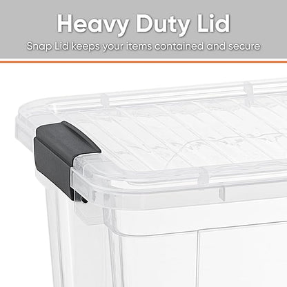Superio Clear Storage Box with Lid, 26 Quart Plastic Container Bins for Organizing, Stackable Crates, BPA Free, Non Toxic, Odor Free, Organizers for Home, Office, School, and Dorm, 10 Pack