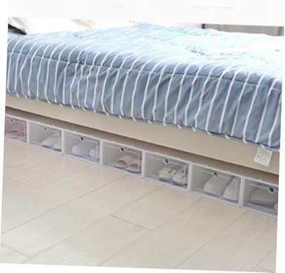 Ciieeo 12Pcs Stackable Shoe Storage Boxes Thickened Transparent Plastic Shoe Containers for Closet Organization for Sneakers and Accessories White