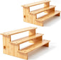 JinDoWin 3 Tiered Spice Rack Organizer for Cabinet,Spice Organization for Cabinet, Seasoning Organizer,Spice Shelf and Spice Organizer for Cabinet,Pantry Organizers and Storage (2 Pack, Medium)