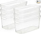Tribello Modern Narrow Organizer Storage Bin, Slim Clear Plastic Household Storage Container for Kitchen Pantry storage, Under Sink Bin, Bathroom/Laundry Room - 6 Pack (Narrow - 15” X 6” X 6”)