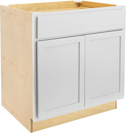 Quicklock RTA (Ready-to-Assemble) | Base Kitchen Cabinets - Shaker Style | Made in America (Pure White, 27" Wx34.5 Hx24 D Base)