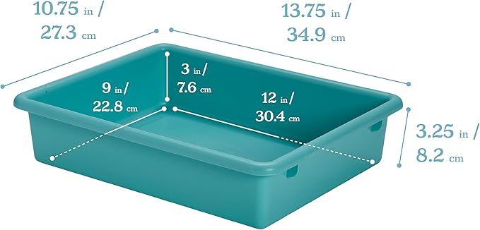 ECR4Kids Letter Size Plastic Tray Organizer with Lids, Small, Storage Bins, Contemporary, 10-Piece