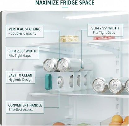 Stacking Can Dispenser, Vertical Soda Organizer Rack for Fridge & Pantry, Slim PP Plastic Storage