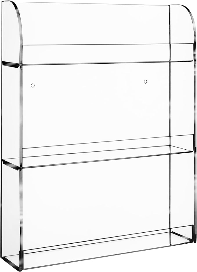 AMT Acrylic Nail Polish Racks for the Wall. CLEAR Nail Polish Display. Essential Oils Organizer. Holds up to 48 Bottles. Plus a Microfiber Cloth for Cleaning Purposes (3 Tier- 48)