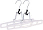 Premium Skirt Hangers 2-Pack - Thin Space-Saving Skirt Hanger Set with Clamp, Pant Hanger 2-Piece Set, Shorts Hangers with Heavy-Duty Locking Clasp, Multipurpose Quality Jean Hangers Set (White, 2)