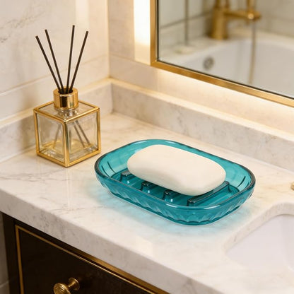 2 Pack Soap Dish Holder for Bar Soap, Bathroom Soap Dishes Bar Soap Holder Tray, Soap Dishes for Shower Bathroom, Kitchen Sink Soap Dish, Blue