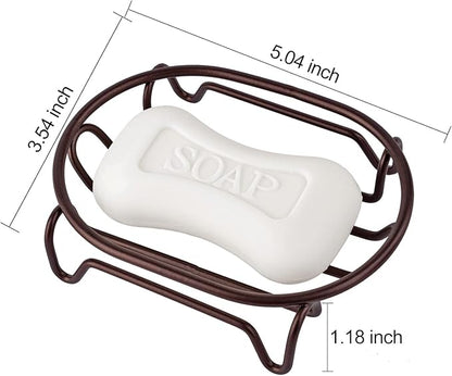 Soap Dish for Shower Bathroom Bar Soap Holder, Stainless Steel Self-draining Soap Rack Tray Saver Sponge Holder for Kitchen, Bath, Tub, Easy Cleaning, Extend Soap Life, Oval Bronze-1 Pack