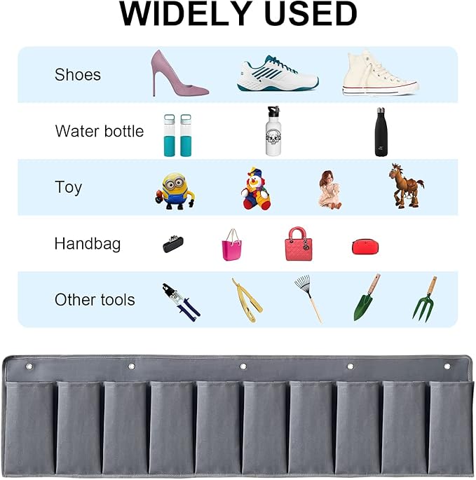 RVZONE RV Shoe Pockets 10 Pockets & 6 Pockets Heavy Hanging Bedside Storage Organizer with Sturdy Hooks Storage Pockets Hangs on bed for Shoes Toys and Tool Accessories