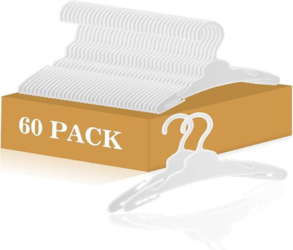 60 Pcs Doll Clothes Hangers for 18-Inch Dolls - Non-Slip, Space-Saving Wardrobe Accessories for Doll Gowns & Outfits (White)