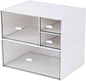MILULUGO Desk Organizer with 4 Drawers, Makeup Organizer, Desktop Storage Box, Cosmetics Storage Box for nail polish, Lipstick, Brushes, Jewelry, Skincare, Bathroom Organization Boxes(White)