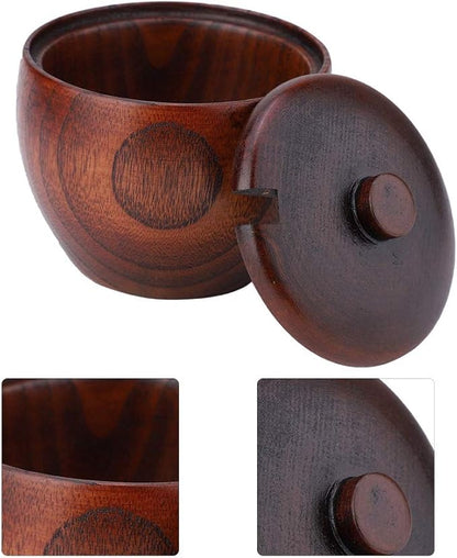 Seasoning Pot, Wood Spice Box Sugar Bowl Seasoning Jar Salt Cellar Box Spice Jar Seasoning Container Storage Box with Spoon and Lid for Kitchen