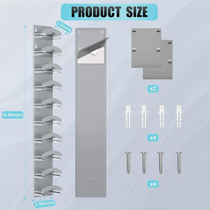 Hat Organizer for Baseball Caps 2Pack, Hat Rack for Wall with Strong Adhesive Hold up to 20 Hats, Hat Hanger Holder Display for Door Closet, Cap Organizer Storage Multilayer Two Mounting Option(Grey)