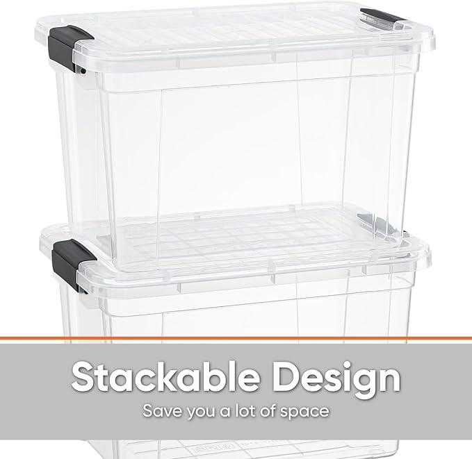 Superio Small Clear Storage Box with Lid, 4.75 Quart Plastic Container Bins for Organizing, Stackable Crates, BPA Free, Non Toxic, Odor Free, Organizers for Home, Office, School, and Dorm, 10 Pack