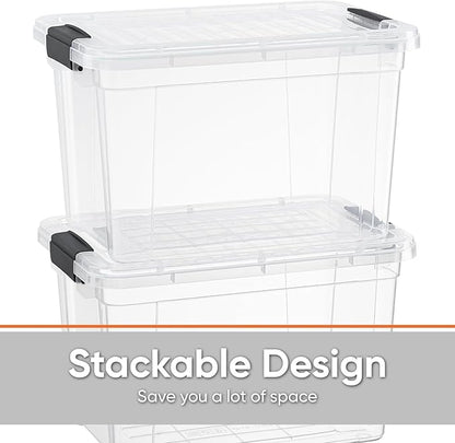 Superio Small Clear Storage Box with Lid, 4.75 Quart Plastic Container Bins for Organizing, Stackable Crates, BPA Free, Non Toxic, Odor Free, Organizers for Home, Office, School, and Dorm, 10 Pack