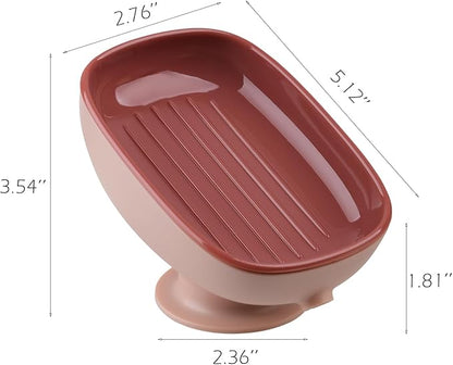 Soap Holder Self Draining for Sink Soap Holder Suction Cup Bar Soap Holder for Kitchen Bathtub - Pink