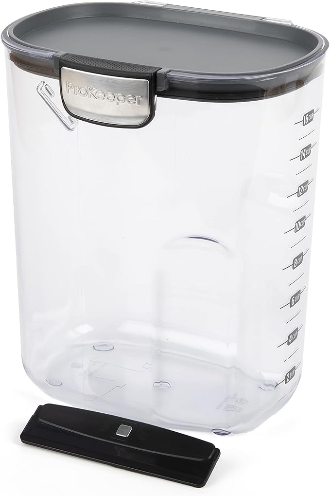 ProKeeper+ by Progressive International Clear Plastic Airtight Food Baker's Kitchen Storage Organization Container Canister Set with Magnetic Accessories (Flour 4-Quart)