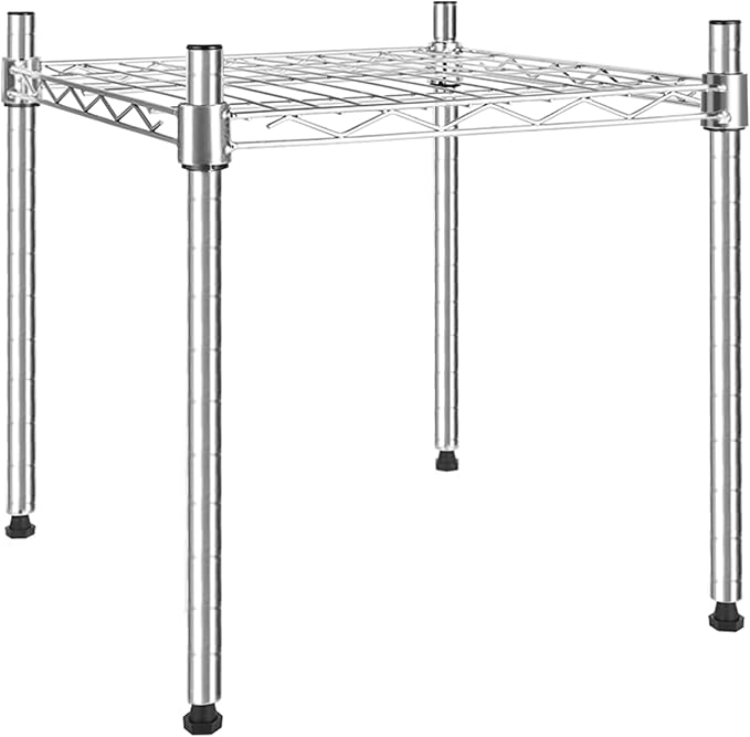 YSSOA 1-Tier Shelving Unit, 15" W x 13.8" D x 15" H Wire Metal Stackable Storage, Chrome