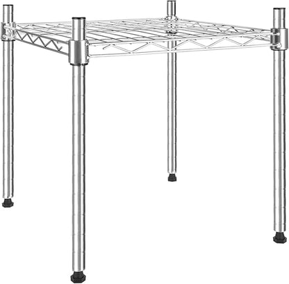 YSSOA 1-Tier Shelving Unit, 15" W x 13.8" D x 15" H Wire Metal Stackable Storage, Chrome