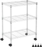 Wire Shelving 32" H x 23W x 13D Storage Shelf with Wheels Adjustable 3 Tier Metal Shelves Unit for Small Places Kitchen Storage Rack Shelf Organizer, 450Lbs Capacity, Chrome