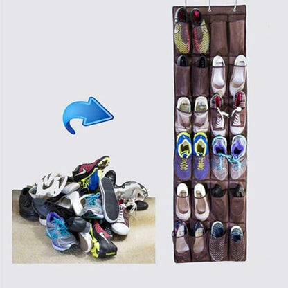 ZXD ZHEXUNDIAN 24 Pocket Over The Door Shoe Organizer Rack Hanging Storage Save Closet and Door Space (Color : Dark Khaki)