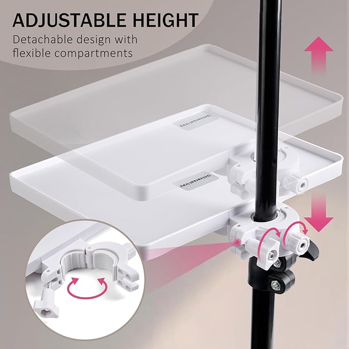 Lash Tray Holder (9 inch×6.7 inch), Adjustable Plastic Essential Organizer Stand for Lash Techs, Eyelash Extension Supplies Perfect for Salon or Homes Use by KONOVOLY(White)