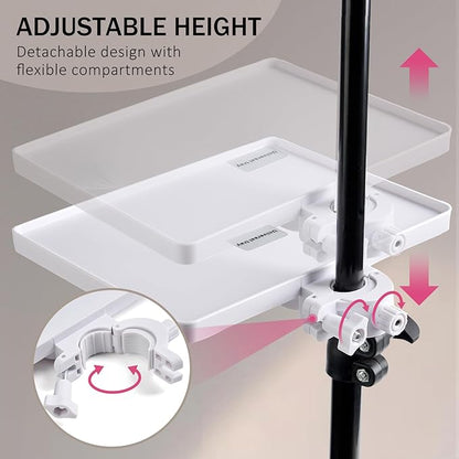 Lash Tray Holder (9 inch×6.7 inch), Adjustable Plastic Essential Organizer Stand for Lash Techs, Eyelash Extension Supplies Perfect for Salon or Homes Use by KONOVOLY(White)