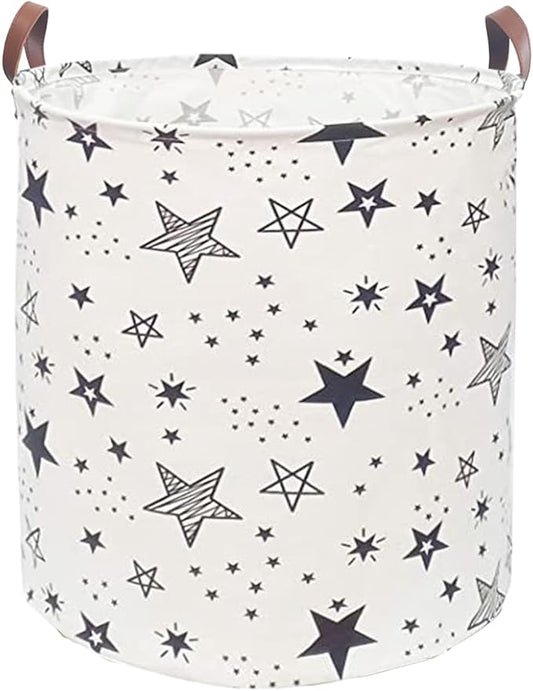 Waterproof Laundry Hamper Collapsible Laundry Basket Leather Handle Laundry Bag Large Clothes Storage Toy Organization for Bathroom Bedroom Laundryroom College Dorms (Caisanjiao-001)