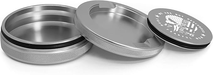 Metal Can | Metal Container for Pouches | Aluminum Used Pouch Storage Tin | Airtight O-Ring Moisture Odor Proof EDC Pocket Tin | Defiance Edition (Silver)