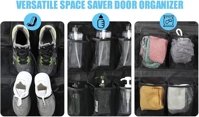 Over the Door Shoe Organizer 28 Mesh Pockets Hanging Shoes storage Shoe Rack for Closet Entryway Bedroom Bathroom Pantry Shoe Holder for Men Sneakers, Women High Heeled Shoes, flip flops