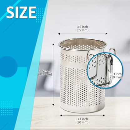 HOME&I Silverware Drying Basket, Hanging Utensil Holder for Dish Rack, Very Small Stainless Steel 304 Cutlery Caddy for Kitchen Sink & Countertop (Round)