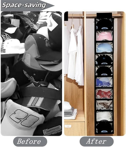 Hat Organizer, 10 Shelf Hanging Hat Organizer for Baseball Caps, Non-Woven Fabric Hats Rack with Dust Cover, Space-Saving Hat Holder Organizer for Closet, Dorm, Bedroom, Apartment