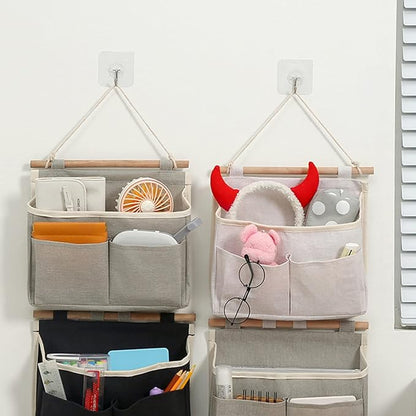 Wall Mount Hanging Storage Bags Linen Organizer with Sticky Hook for Kitchen Bedroom Office