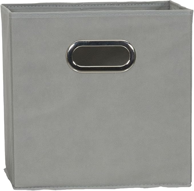 Household Essentials Fabric Storage Bins 6 Piece Set, Strong Poly-Woven Fabric, Sturdy Chipboard Sides, Grommet Front Handle, Stackable and Foldable, Classic Design, Dove Gray