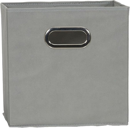 Household Essentials 84-1 Foldable Fabric Storage Bins Set of 6 Cubby Cubes with Handles Gray (Pack of 6)