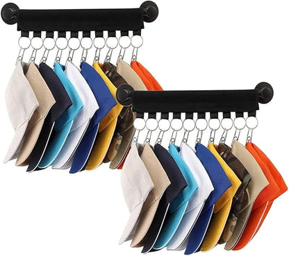 Hat Rack Cap Organizer Necktie Hanger 2 Packs Foldable Travel Baseball Cap Holder Clips Black