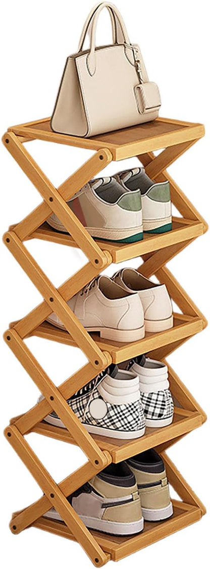 Simcat Shoe Rack for Closet Bamboo Shoe Storage Freestanding Shoe Storage Shelf for Closet, Entryway, Front Door Entrance (5 Layers, Original Color)