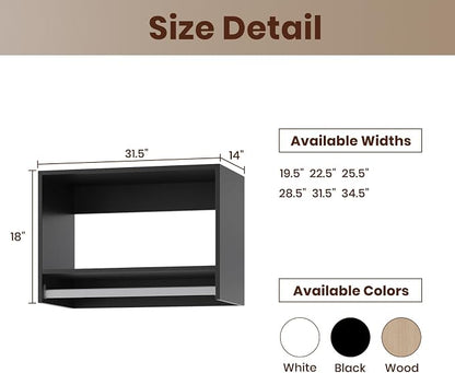 ROOMTEC 31.5" Tall Hanging Closet Unit, Modular Closet System with Hanging Rod, Wardrobe Organizer for Bedroom or Walk-in Closet, Wall Mounted, Customizable Clothes Storage Unit, Black