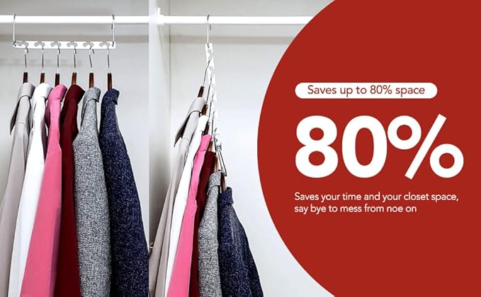 Space Saving Hangers for Clothes, Sturdy Metal Hangers Wardrobe Closet Organizer, Magic Cascading Hanger, Pack of 12