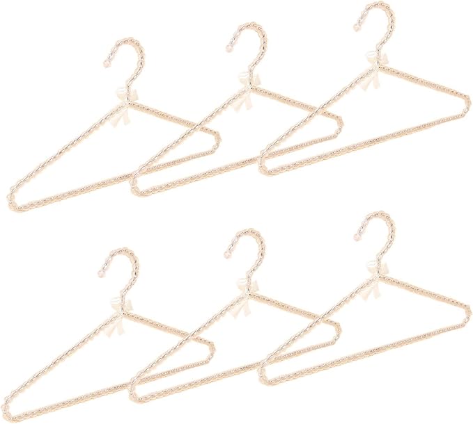 6-Piece Pearl Clothes Hanger Set Wedding Hanger Bridal Bridesmaid Hangers for Wedding Dress Standard Pearl Hangers (Transparent, 6)