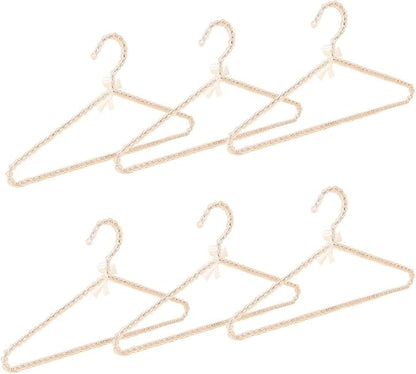 6-Piece Pearl Clothes Hanger Set Wedding Hanger Bridal Bridesmaid Hangers for Wedding Dress Standard Pearl Hangers (Transparent, 6)